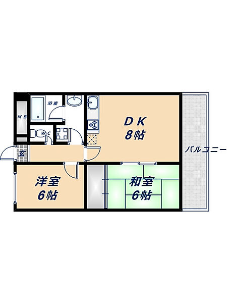 オルゴグラート長田 ｜大阪府東大阪市長田西2丁目(賃貸マンション2LDK・6階・52.80㎡)の写真 その2