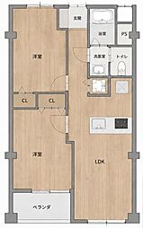 国分寺コーポラス 2LDKの間取図画像