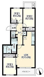 保土ケ谷グリーンタウンF棟 3LDKの間取図画像