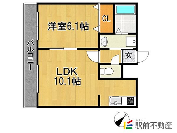 福岡県福岡市東区唐原7丁目(賃貸マンション1LDK・2階・37.09㎡)の写真 その2