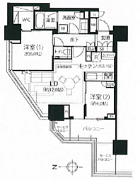 ブリリアタワー池袋West 2LDKの間取図画像