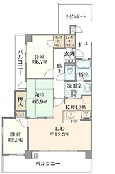 ライフピア蕨南町壱番館 3LDKの間取図画像