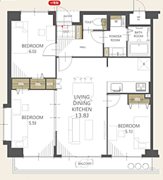 コスモノーブル武蔵浦和3 3LDKの間取図画像