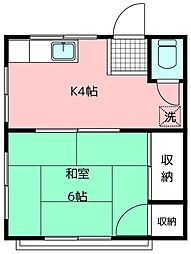 南陽荘 1Kの間取図画像