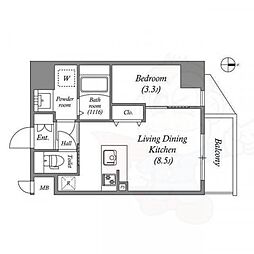 Artiza京橋WEST 4階1LDKの間取り
