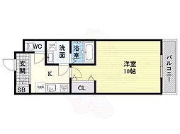 CASA徳庵 2階1Kの間取り