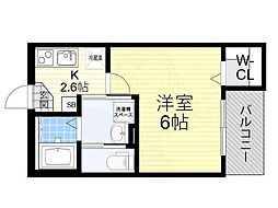 CLOUD 放出 3階1Kの間取り