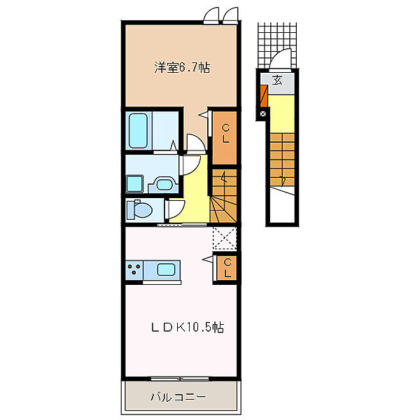プレイスメゾンI 203｜三重県名張市東町(賃貸アパート1LDK・2階・44.97㎡)の写真 その2