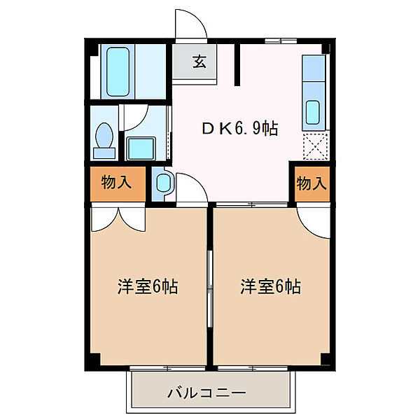 コーポカレン 103｜三重県名張市鴻之台３番町(賃貸アパート2DK・1階・40.04㎡)の写真 その2