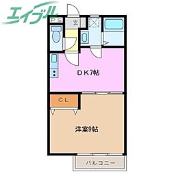 VillageEmonI 1階1DKの間取り