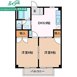 サンプラザ 2DKの間取図画像