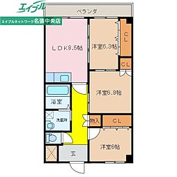 フレアグレイス 3DKの間取図画像