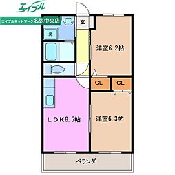 フラット立石C 2DKの間取図画像