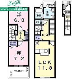 グランシエル・コウ3 2LDKの間取図画像