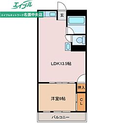 名張駅前マンション 1LDKの間取図画像