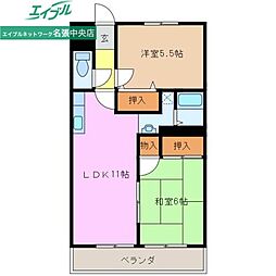 メイプル・ハウス 2LDKの間取図画像