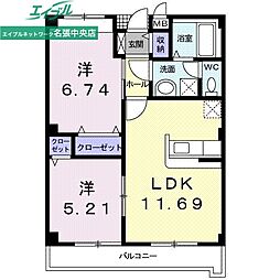 ラフレシール 2LDKの間取図画像