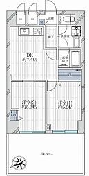 アーバンピア本牧 2DKの間取図画像