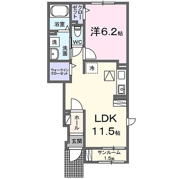 益子町アパート 105｜栃木県芳賀郡益子町大字七井(賃貸アパート1LDK・1階・43.61㎡)の写真 その2