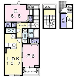 レイワ・メゾン21 3階2LDKの間取り