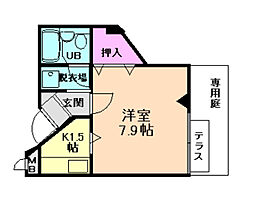 ナヴィール箕面 1階1Kの間取り