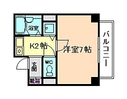 フレグランス箕面 2階1Kの間取り