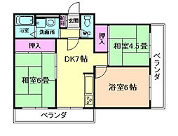 プチエール小野原 3DKの間取図画像