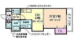 ルミナスビラ石橋 1DKの間取図画像