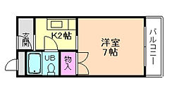 ラーバンハイツ 1Kの間取図画像