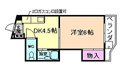 ラクーン箕面 1DKの間取図画像