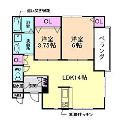 メゾンエラブル 2LDKの間取図画像
