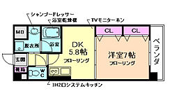 ルミナスビラ石橋 1DKの間取図画像
