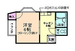 プレザントハウス 1Kの間取図画像