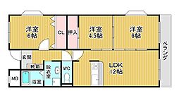 ヴィルヌーブ箕面 3LDKの間取図画像