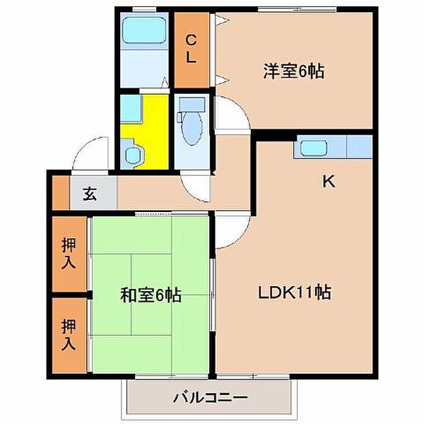 サニー神宮の森 203｜宮崎県宮崎市神宮西2丁目(賃貸アパート2LDK・2階・55.20㎡)の写真 その2