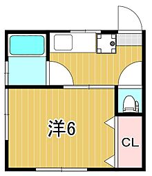 パークサイド　ヴィラ 2階1Kの間取り
