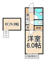 パークフロント北綾瀬B 1Kの間取図画像