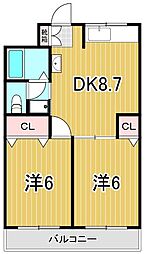 エスポワール金子 2DKの間取図画像