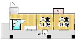 Tiamo 4階2Kの間取り