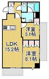 メトロステージ亀有 2LDKの間取図画像