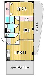 パークテラス竹ノ塚 2DKの間取図画像