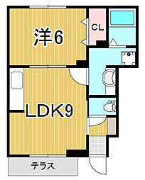 PetiteFleur 1LDKの間取図画像