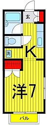 フローラルタウン北綾瀬1 ワンルームの間取図画像