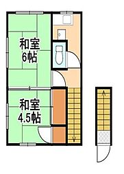 赤沢荘 2Kの間取図画像