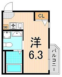ハーモニーテラス青井6 ワンルームの間取図画像