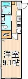 バレー綾瀬 1Kの間取図画像