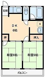 柔コーポ 2DKの間取図画像