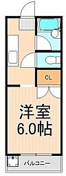 ビューハイツヤヨイ 1Kの間取図画像