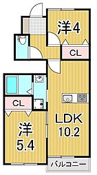 アローキャニオンエコ1 2LDKの間取図画像