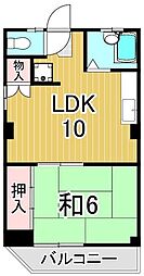 コーポ花 1LDKの間取図画像